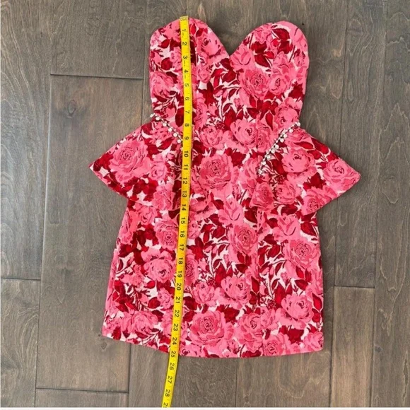 Zara Strapless Pink Floral Dress NWT - Picture 6 of 8